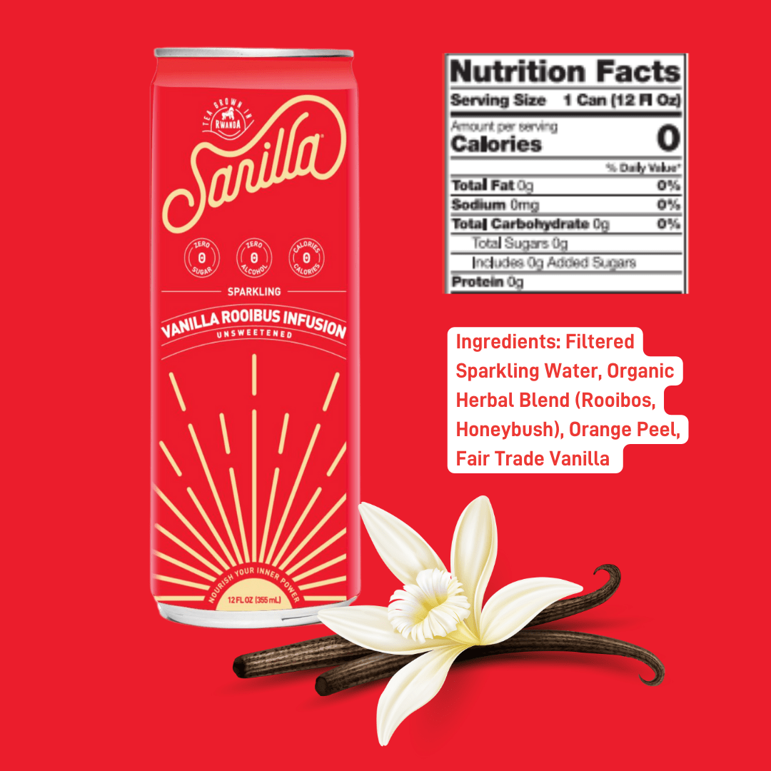 Sarilla Organic Antioxidant Rooibos Vanilla Spritzer - 12 Cans