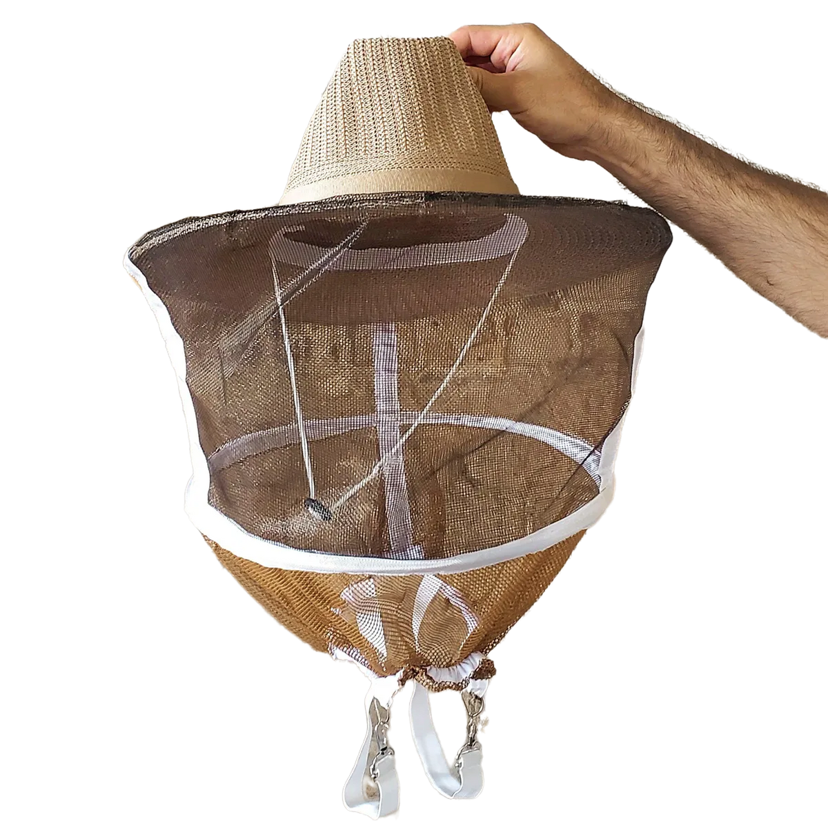 Round Hat with Veil and Straps by Foxhound Bee Company