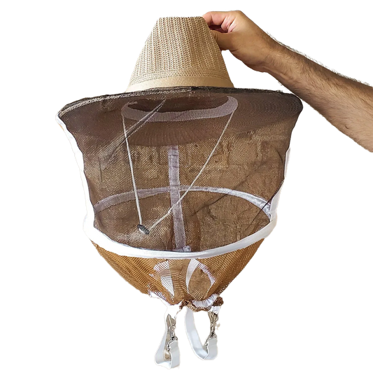 Round Hat with Veil and Straps by Foxhound Bee Company
