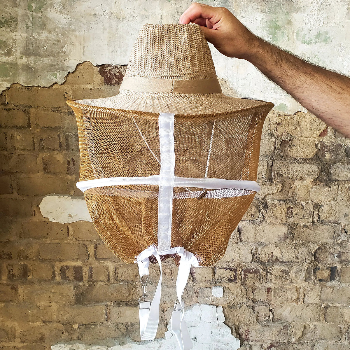 Round Hat with Veil and Straps, image 2 of 4