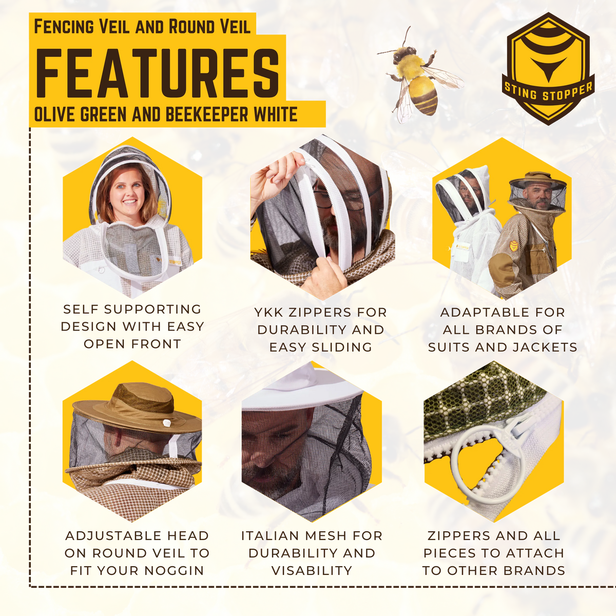 Round or Fencing Beekeeping Veil, image 10 of 16