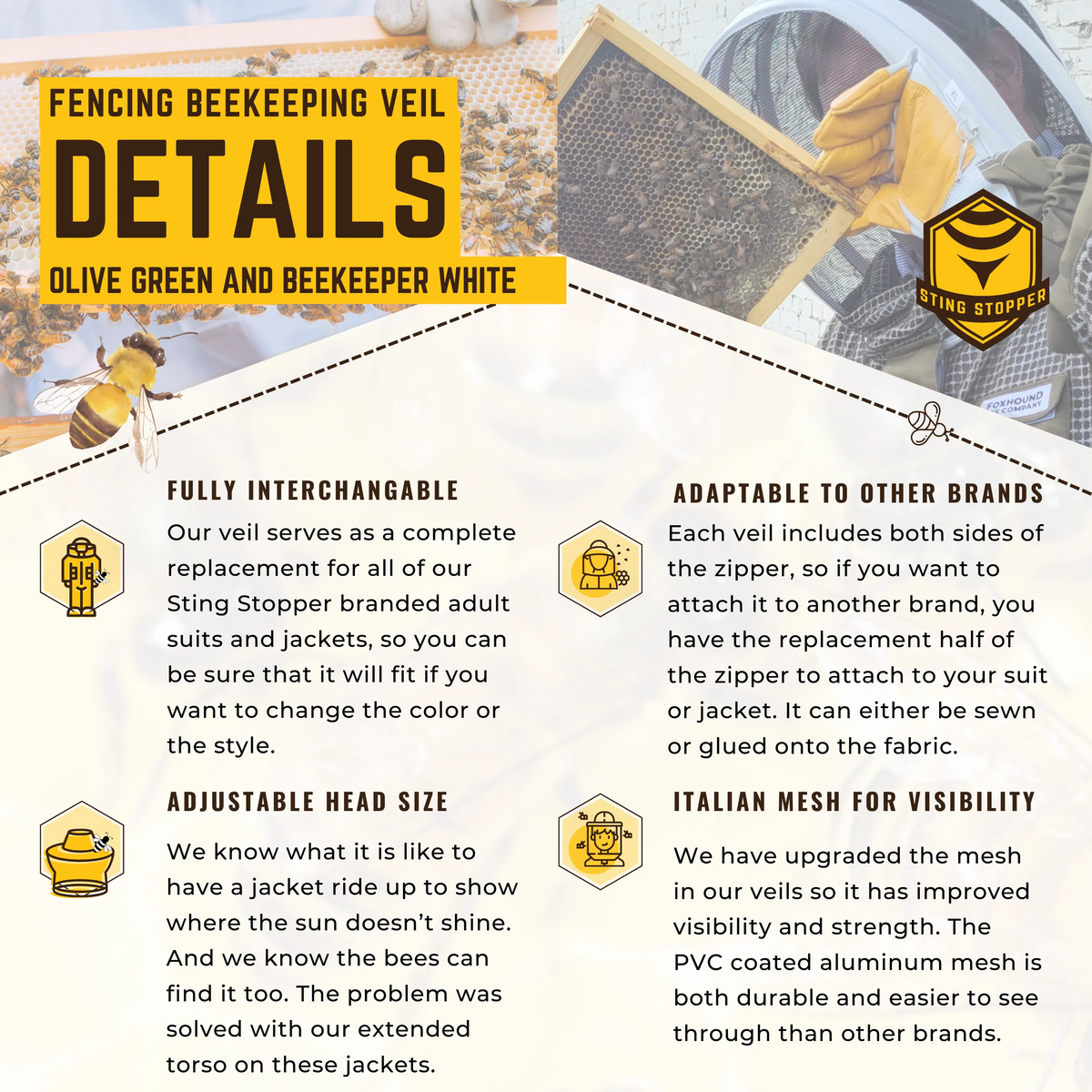 Round or Fencing Beekeeping Veil, image 11 of 16