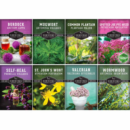 Herbalist Bundle – 8-Varieties of Heirloom Perennial & Biennial Healing Plants for Advanced Apothecary Gardens