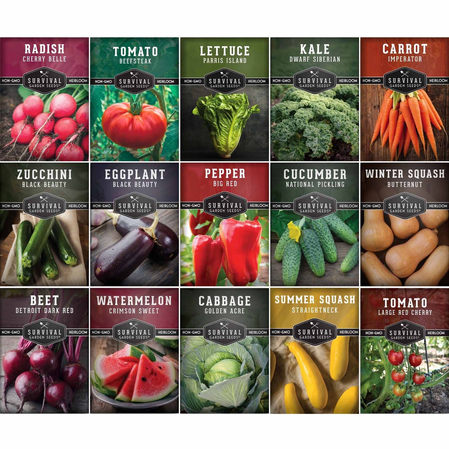 15-Variety Non-GMO Heirloom Vegetable Seed Collection