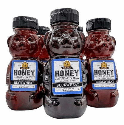 Weeks Raw Buckwheat Honey - Pure, All-Natural, Antioxidant-Rich, Dark & Robust Molasses Flavor for Coffee, Waffles, BBQ Sauce