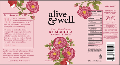 Alive & Well Rose Petal & Lychee Kombucha (6pk)