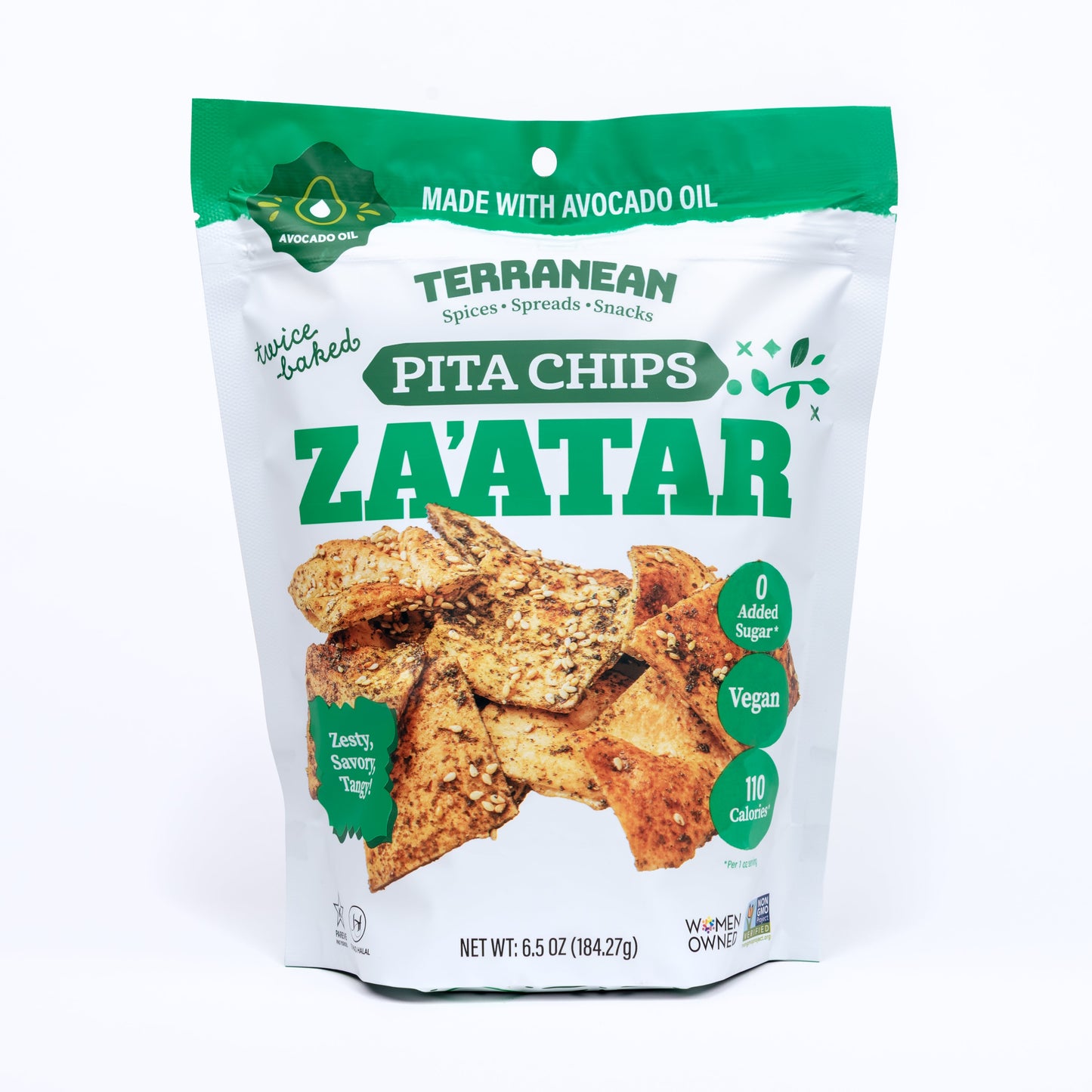 Avocado Oil Twice-Baked Pita Chips 12 Pack, Pita Chips from Terranean Spices, Spreads & Snacks