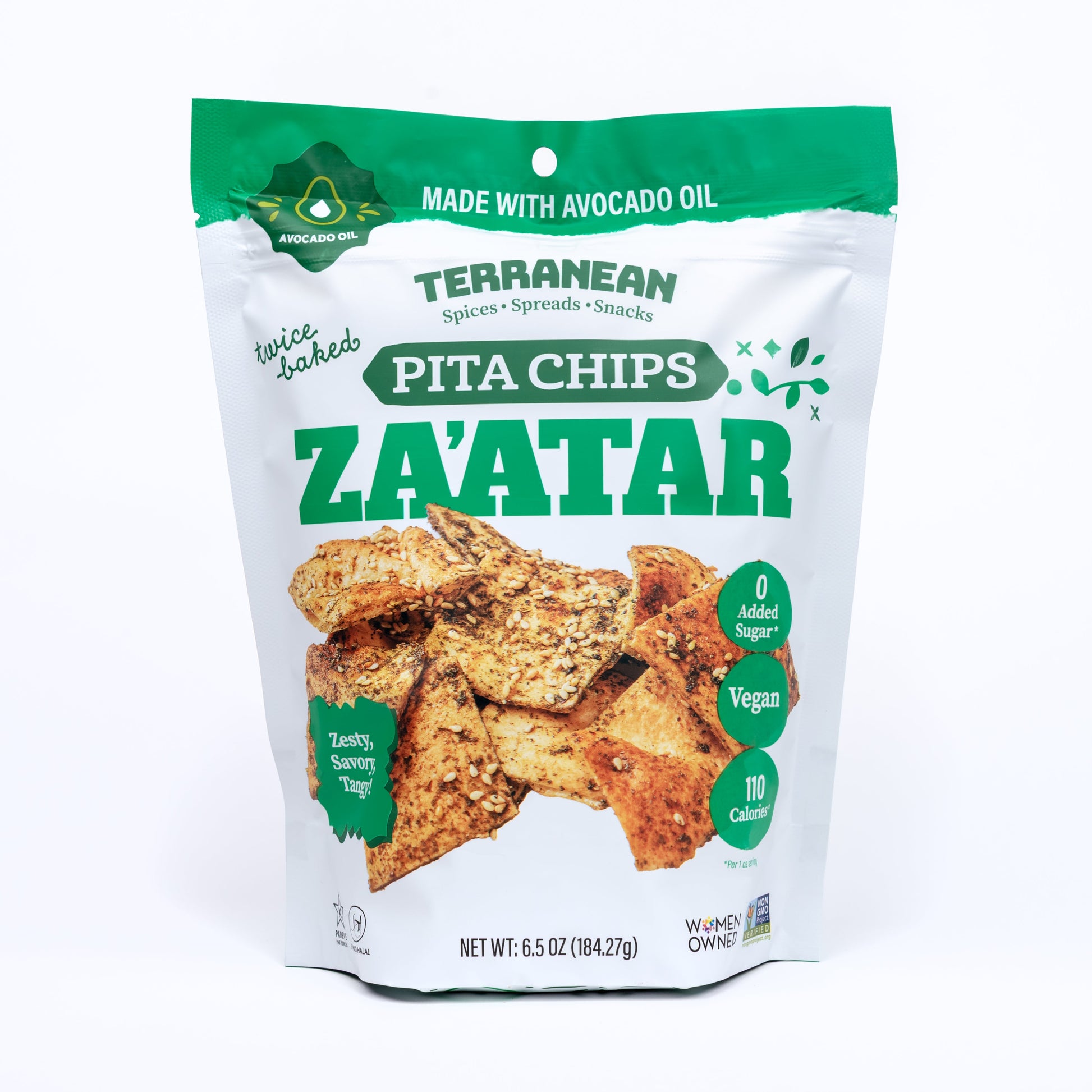 Avocado Oil Twice-Baked Pita Chips 12 Pack, Pita Chips from Terranean Spices, Spreads & Snacks