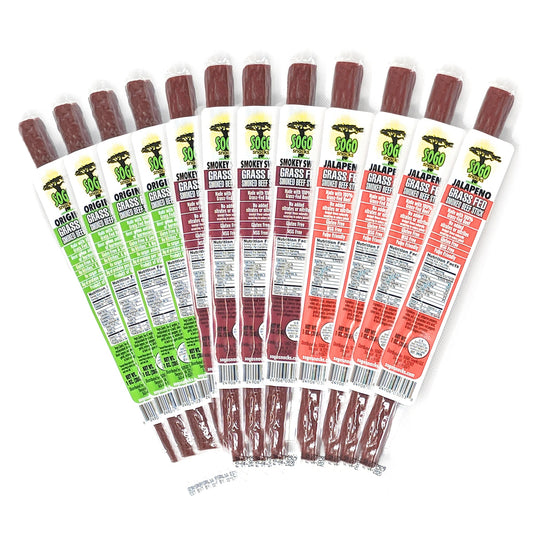 Variety - Original, Jalapeño, Smokey Sweet, 100% Grass-Fed Beef Sticks by Sogo Snacks