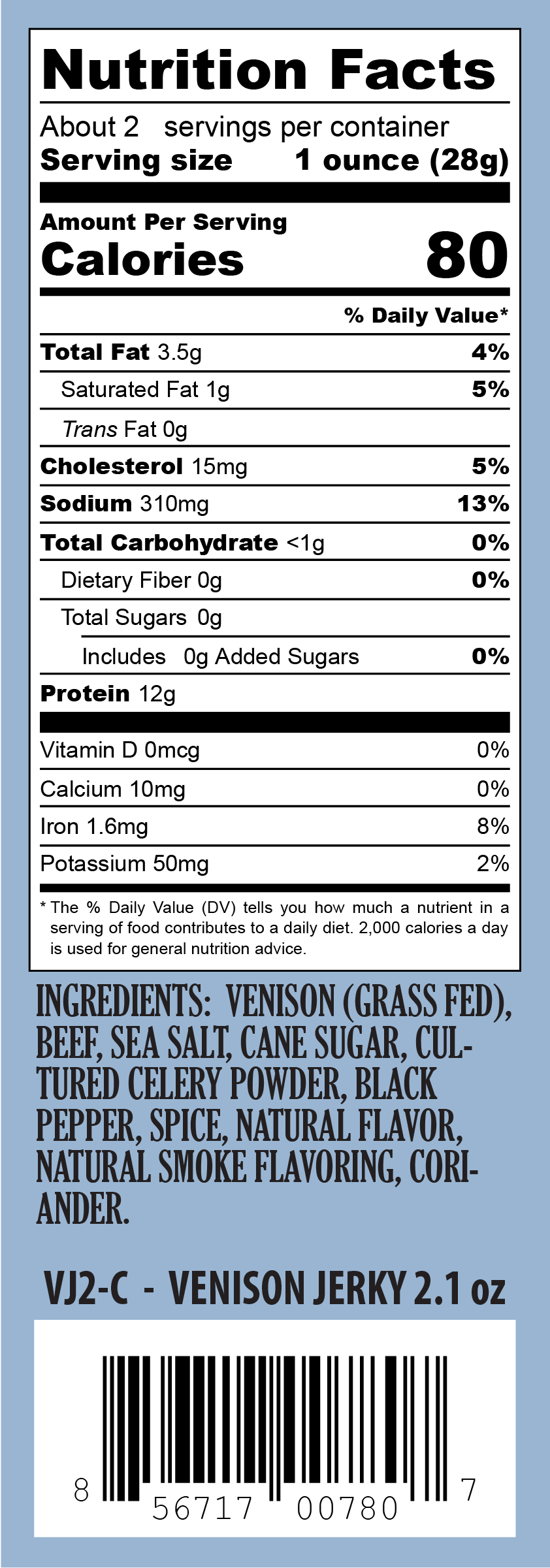 Venison Jerky - 2.1oz Resealable Bag