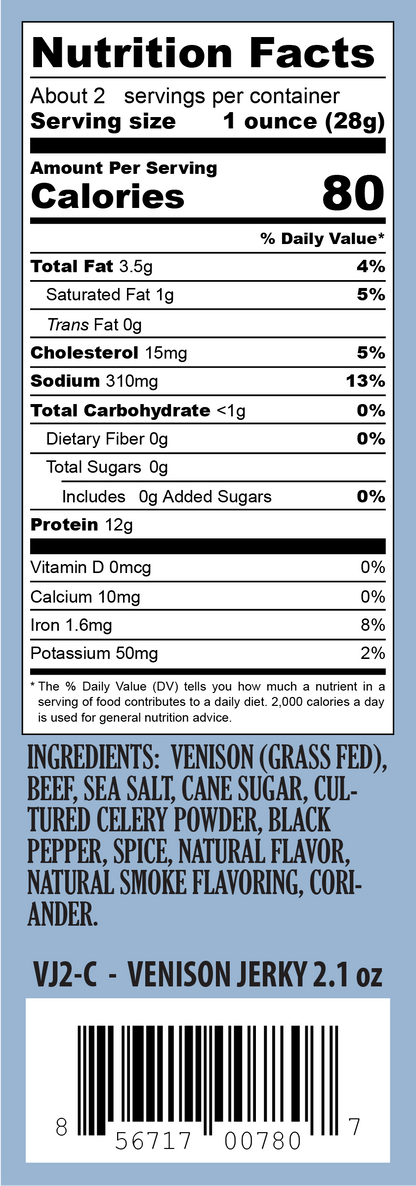 Venison Jerky - 2.1oz Resealable Bag
