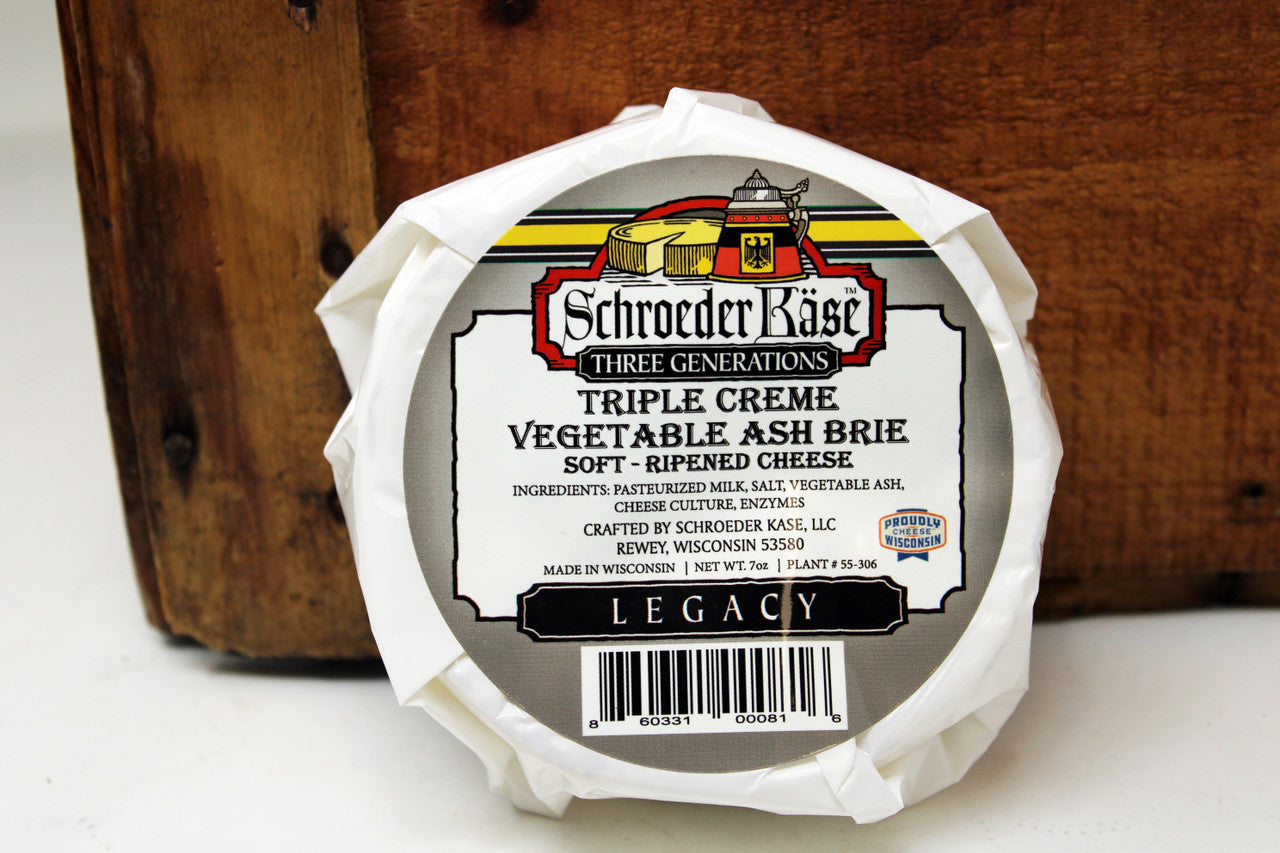 Triple Crème Vegetable Ash Brie Cheese Wheel