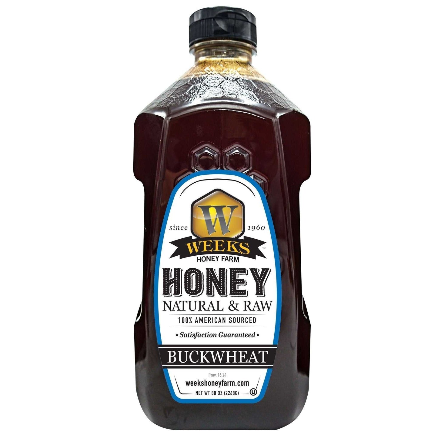 Weeks Raw Buckwheat Honey - Pure, All-Natural, Antioxidant-Rich, Dark & Robust Molasses Flavor for Coffee, Waffles, BBQ Sauce