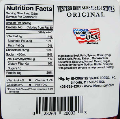 Western Style Meat -Sausage Sticks - Original Flavor