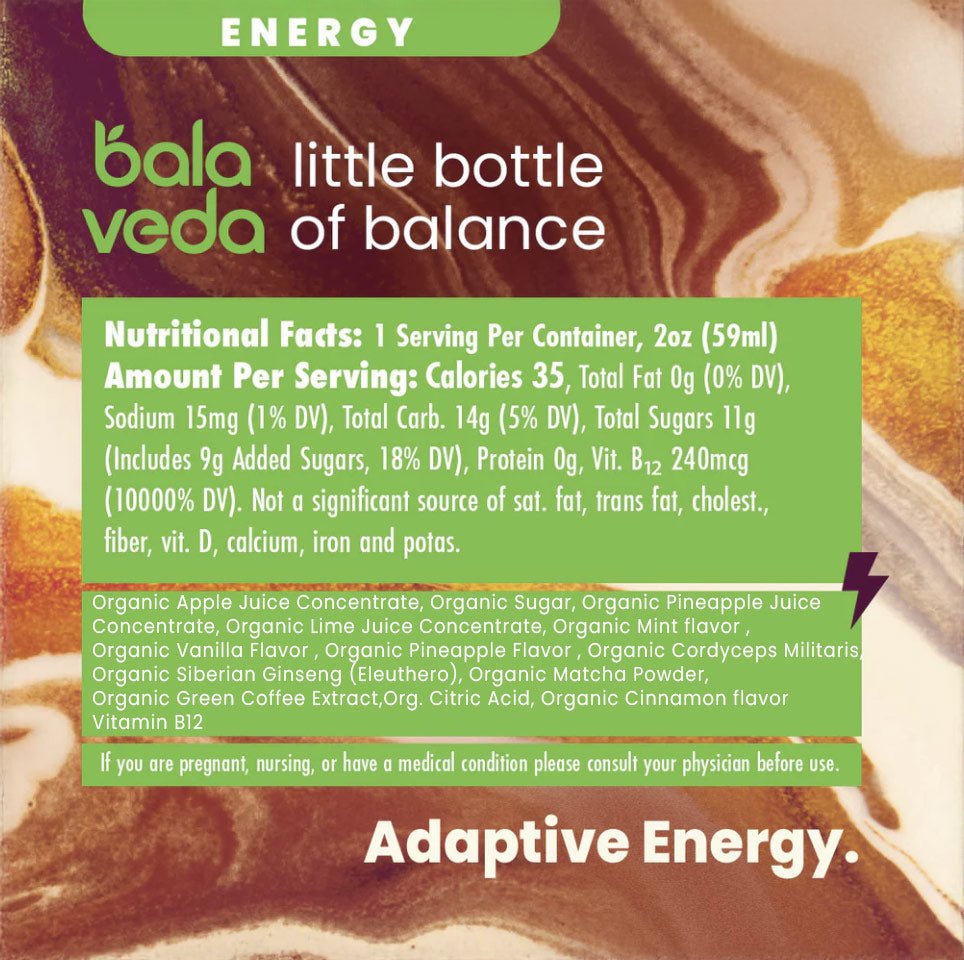 balaveda Tropic Rush – USDA Organic Apoptogenic Energy Shot with Matcha