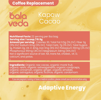 balaveda Kapow Cacao | USDA Organic Adaptogenic Mushroom Coffee Alternative