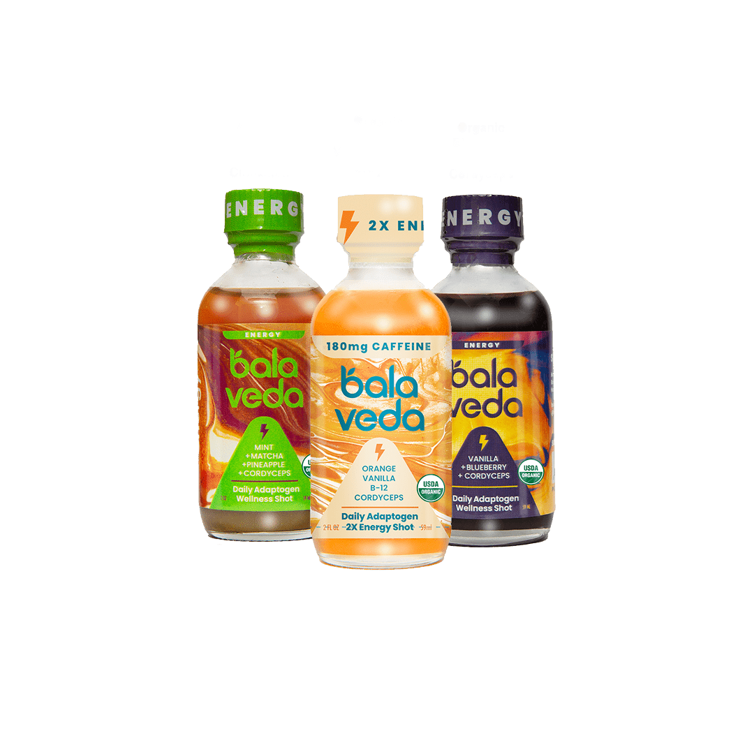 balaveda Organic Energy Shot Mix – USDA Organic Adaptogenic Energy Shots with Supersonic Citrus, Tropic Rush & Wicked Blueberry