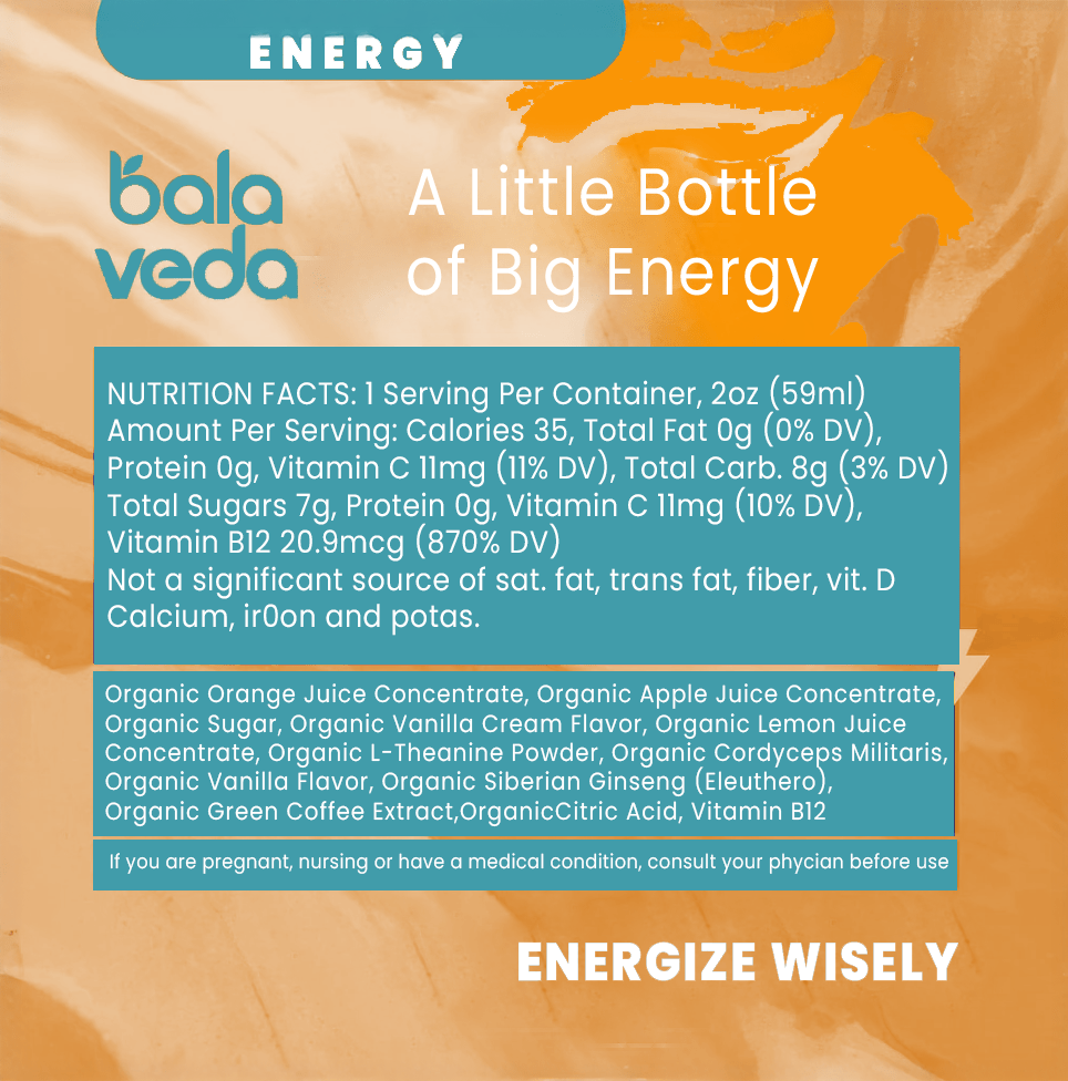 balaveda Supersonic Citrus – USDA Organic Adaptogenic Double Energy Shot