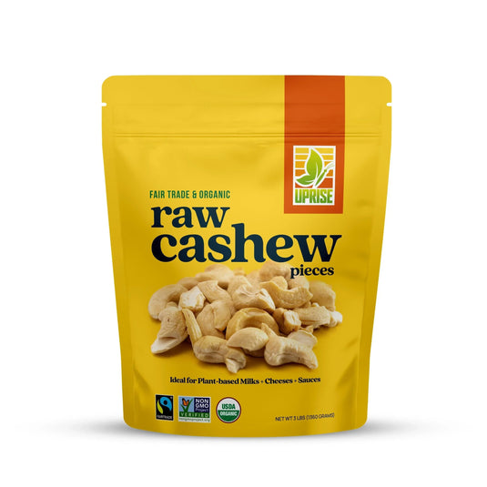 Certified Fair Trade Organic Cashew Pieces 3 lb (Case of 10) by Uprise Foods