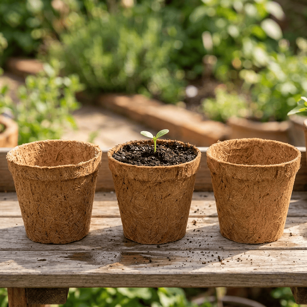 Coconut Fiber Round Pots - 3" (Pack of 8) by Grow Organic