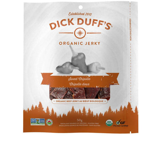 Sweet Chipotle Organic Beef Jerky Bags - 12 x 50 g by Dick Duff's