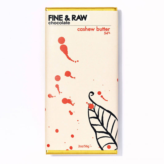 Chocolate Bars, Cashew Butter Filled, Organic (54% Cocoa / Cacao) - 10 Bars x 2oz by Fine & Raw