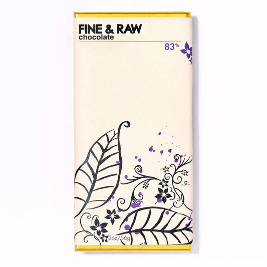 Dark Chocolate Bars, Organic (83% Cocoa / Cacao) - 10 Bars x 2oz by Fine & Raw