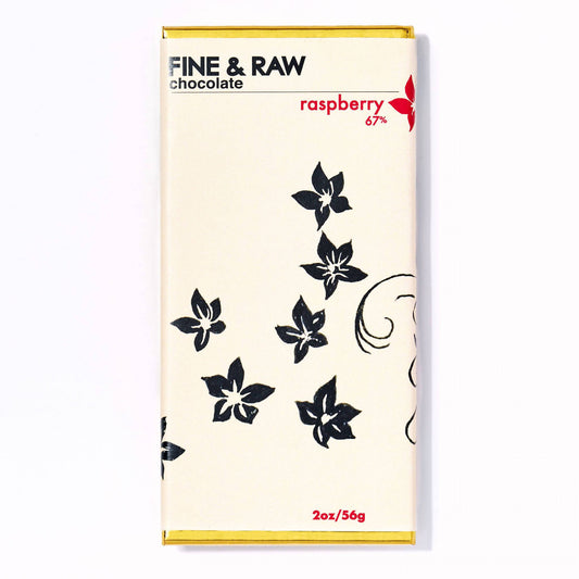 Dark Chocolate Bars, Raspberry (67% Cocoa / Cacao), Organic - 10 Bars x 2oz by Fine & Raw