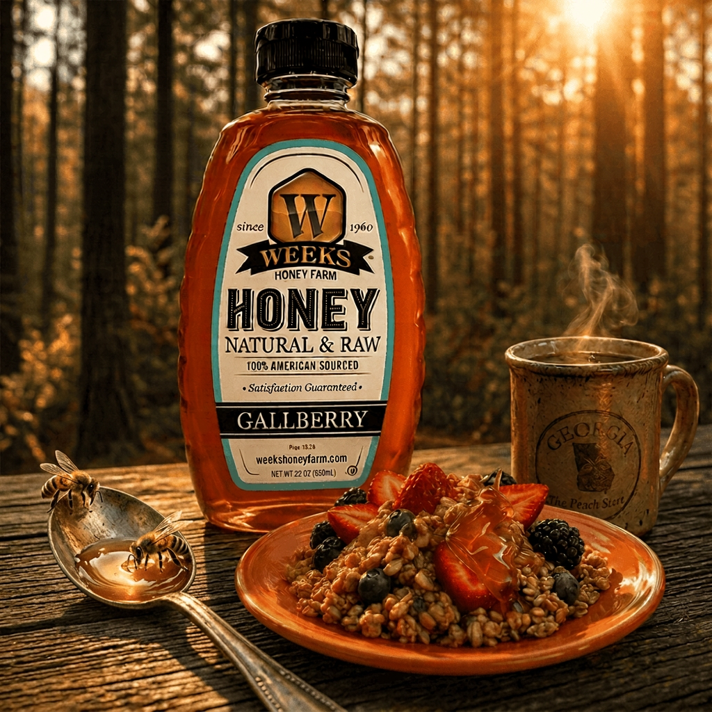Our Best All-Natural Pure Raw Gallberry Honey from Weeks Honey Farm