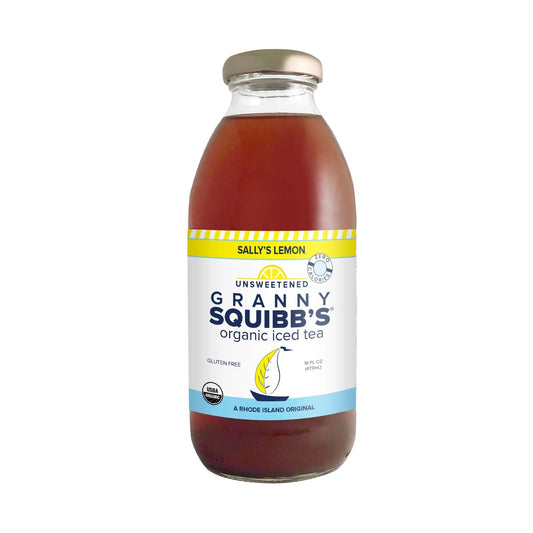 Sally's Lemon Unsweetened Organic Iced Tea - 12 Bottles x 16oz by Granny Squibb’s