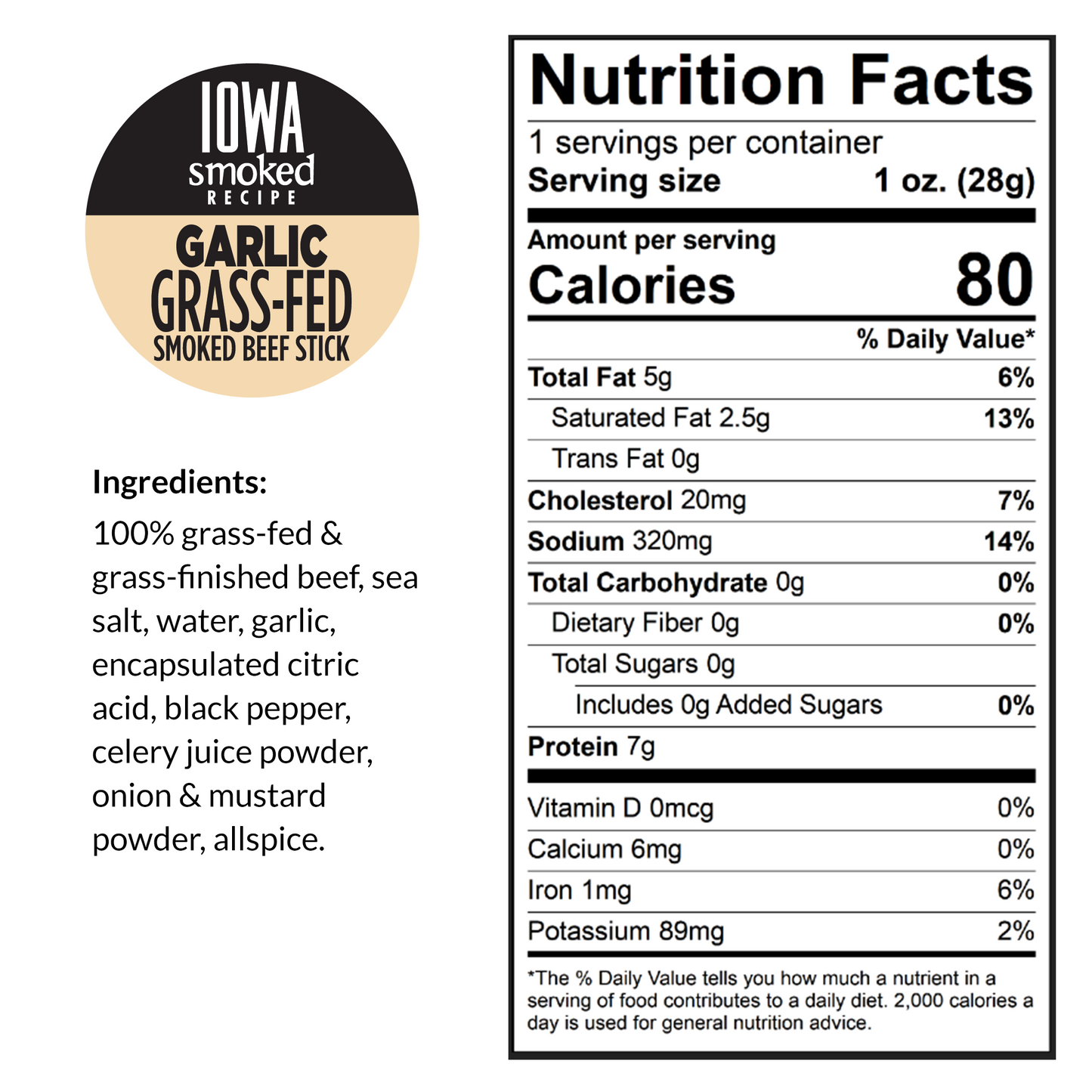 Variety - Iowa Smoked Recipe Flavors, 100% Grass-Fed Beef Sticks (No Sugar)