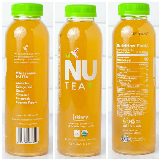 Skinny Unsweetened Iced Green Tea Bottles - 12 x 12oz by NU Tea