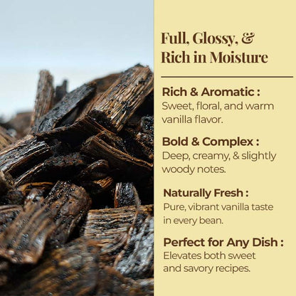 Premium Vanilla Cuts - 1 lb. From Whole Vanilla Beans Grade B | Cut and Sorted for Easy Use