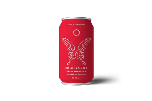 "Awaken" Hibiscus Ginger Kombucha Cans - 24 x 12oz by Komunity Kombucha