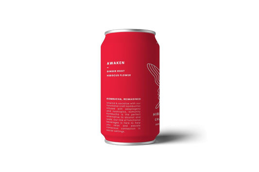 "Awaken" Hibiscus Ginger Kombucha Cans - 24 x 12oz by Komunity Kombucha