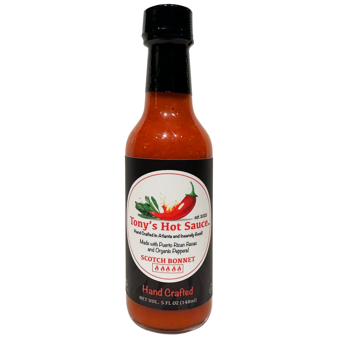 Tony's Handcrafted  "Scotch Bonnet"  Hot Sauce 5 Oz