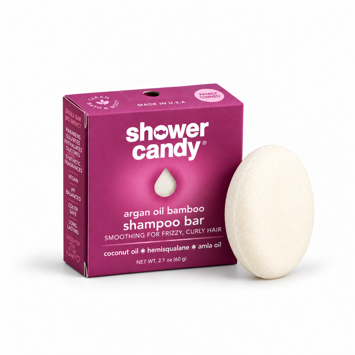 Argan Oil Bamboo Shampoo Bar for Curly Hair by SHOWER CANDY