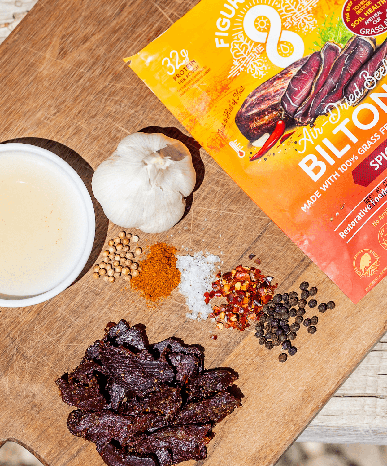 Spiced Grass Fed & Finished Beef Biltong, Pantry from Figure Ate Foods