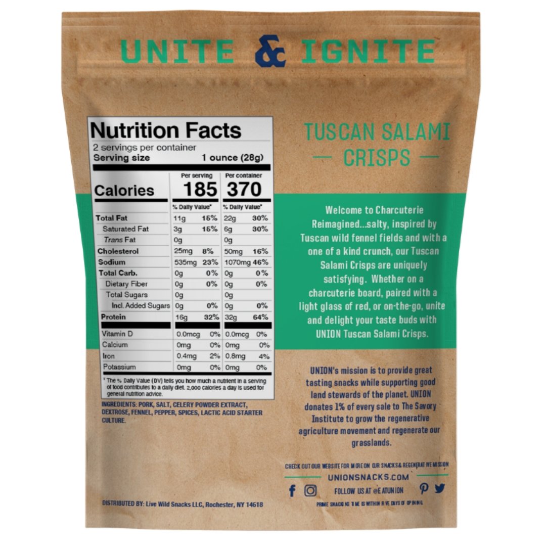 Tuscan Salami Crisps Bags 12 x 2.0oz by UNION