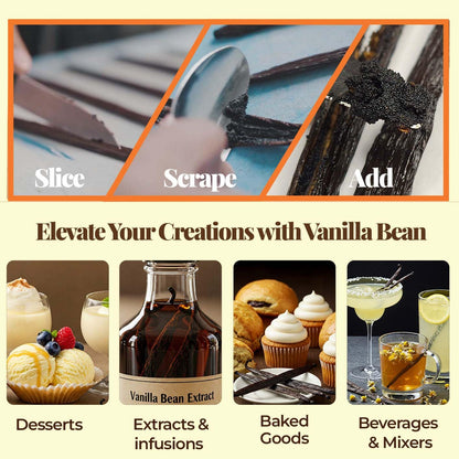 25 Premium Whole Ugandan Vanilla Beans Grade A - For making Vanilla Extract