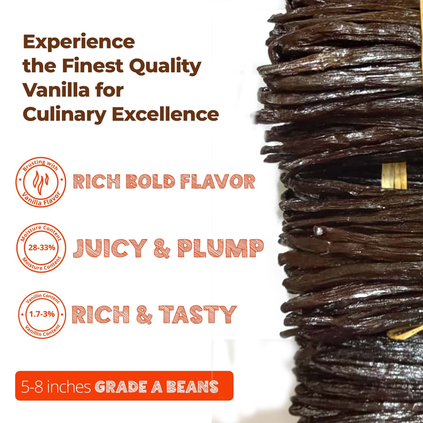 Premium Grade A Vanilla Beans Whole Bulk Pods