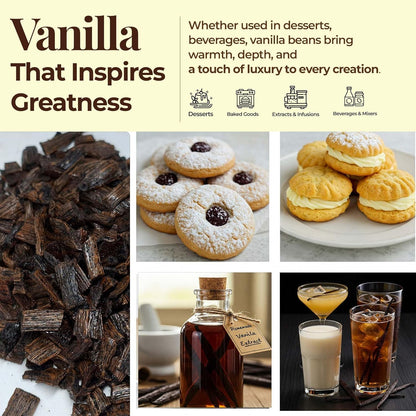 Grade B Vanilla Bean Cuts Bulk for Extract & Baking